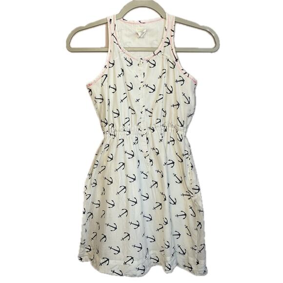 Crewcuts J Crew Kids Racerback Dress Anchor Nautical Print Pockets Lined  sz 10 - Picture 1 of 8